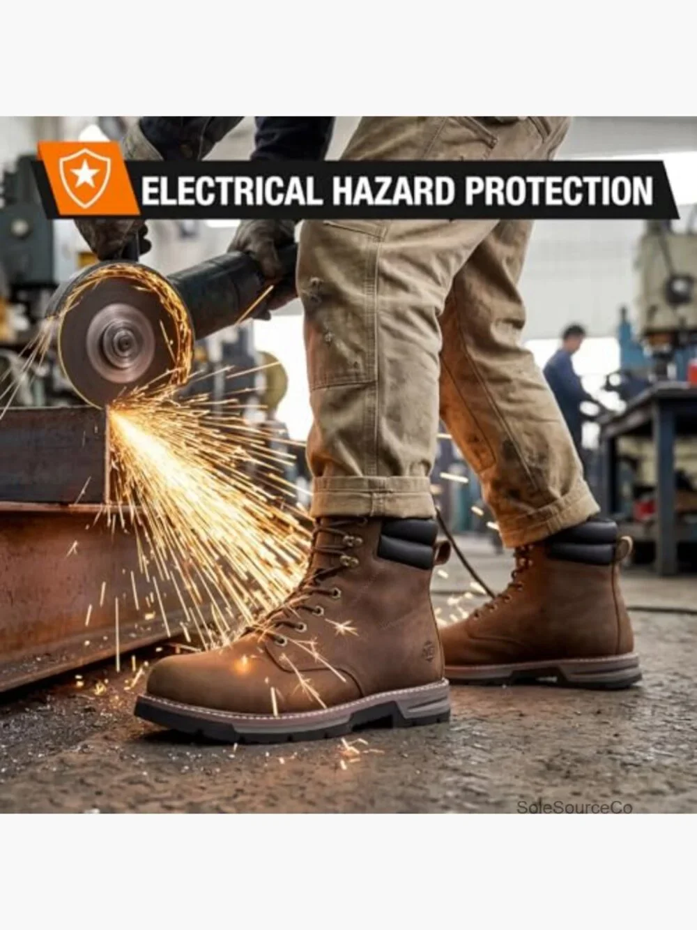 Steel Toe Work Boots, Water Resistant Leather Safety Construction Boots, Non